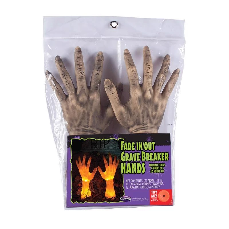 Grave Breaker Arms Halloween Decor 12" Light Up Prop
