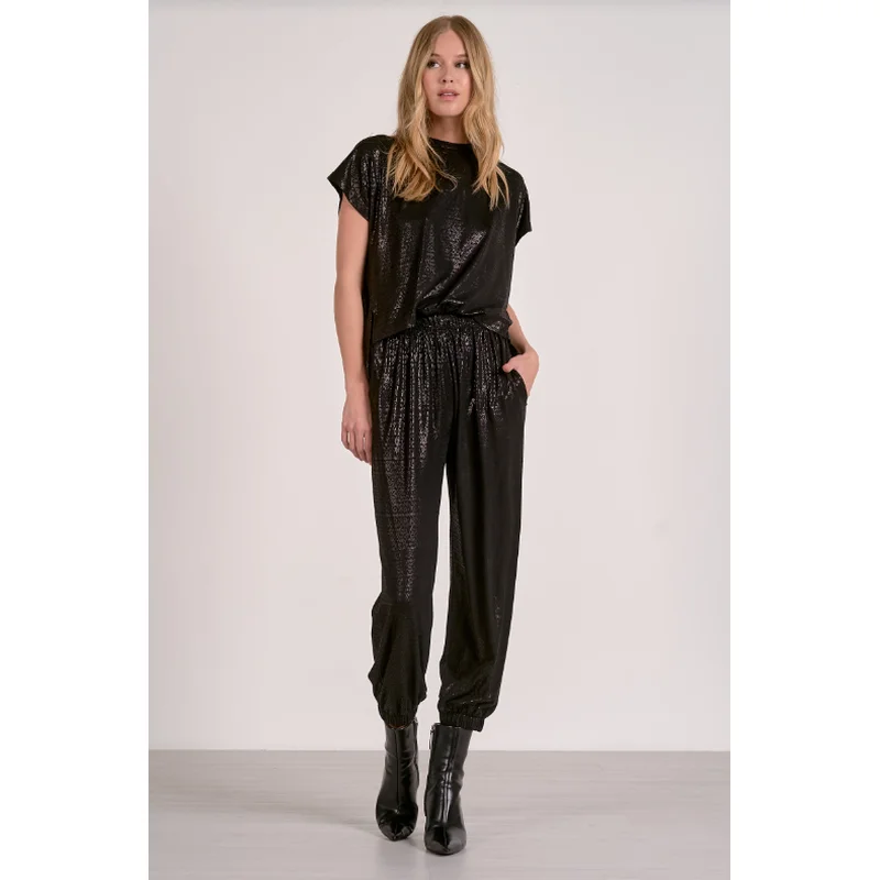 Shimmer T-Shirt Jumpsuit, Black